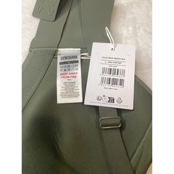 Gymshark Women’s Cross Back Sports Bra High Support Core Olive Size S NWT Yoga - Picture 6 of 7